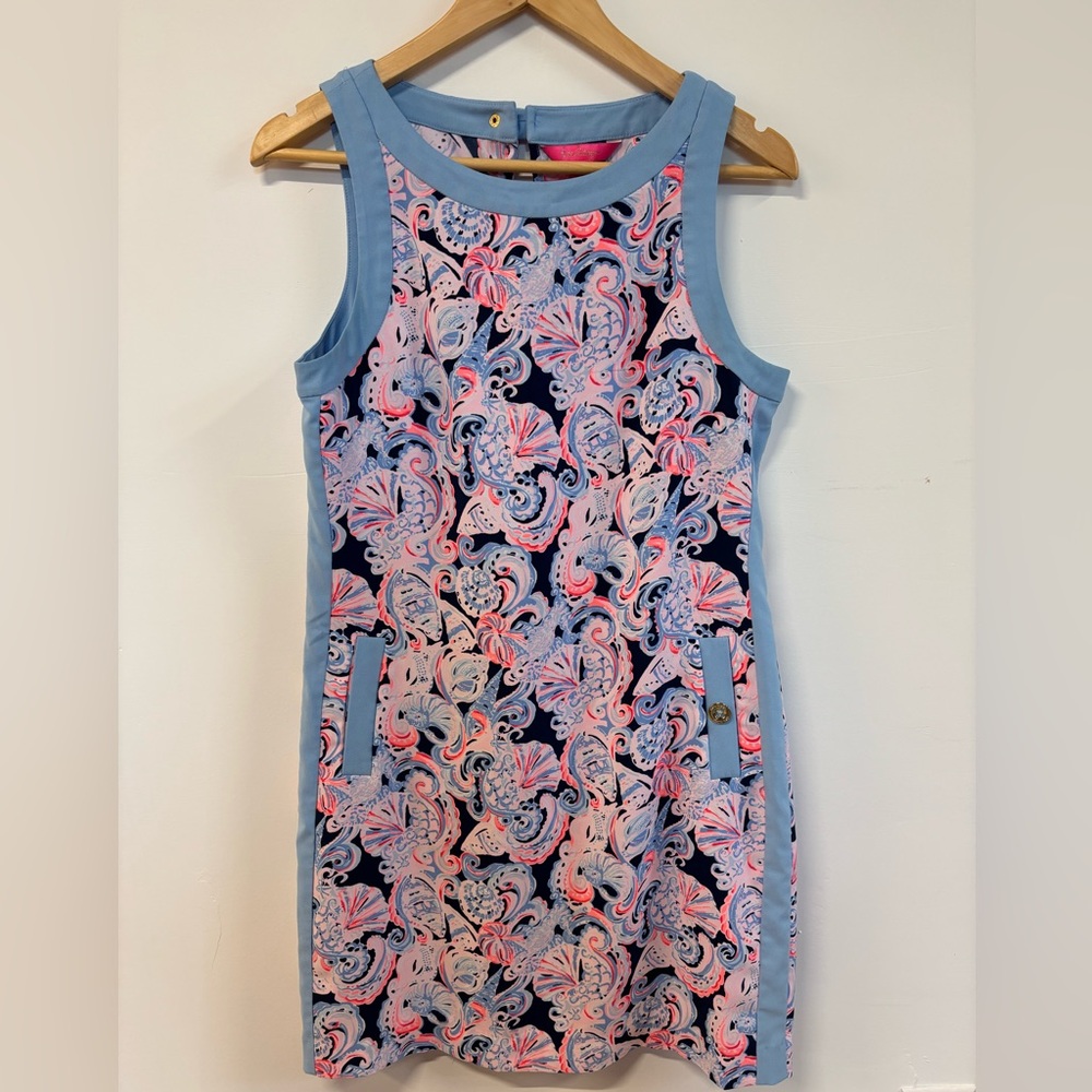Lilly Pulitzer Pink and Blue Halter Sheath Dress size 6